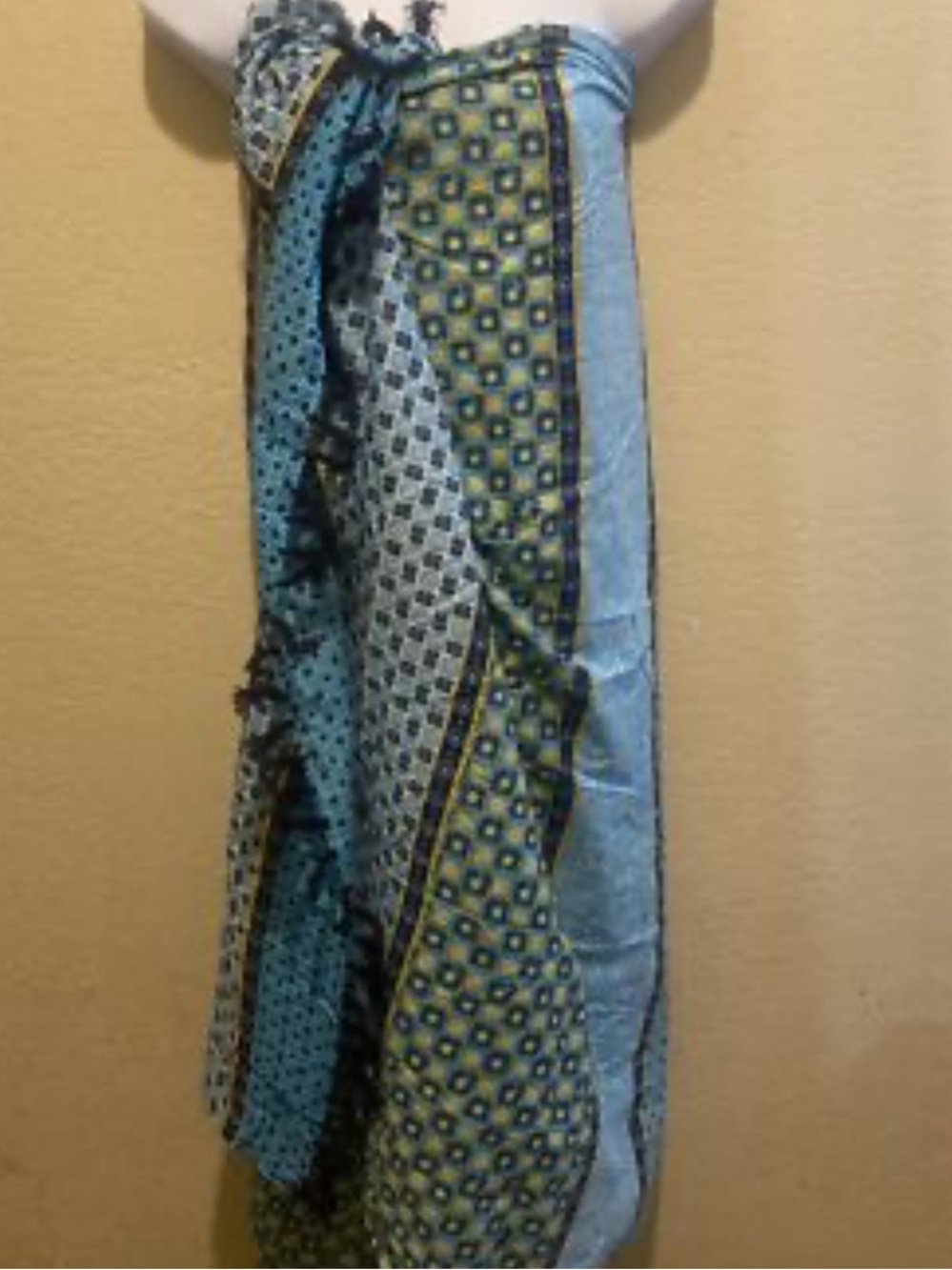 Matilda Jane Turquoise and Yellow Patterned Scarf /Wrap - Picture 3 of 9